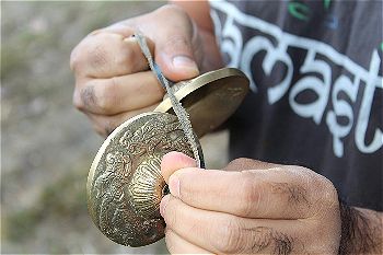 Juccini Tingsha Cymbals Tibetan Buddhist Lucky Symbol Embossed Meditation Yoga Bell