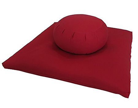 Buckwheat Zafu and Zabuton Meditation Cushion Set (2pc), Red