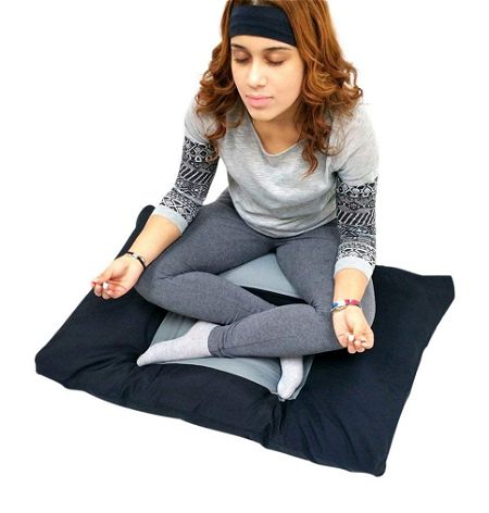 Web Linens Inc 2pc Set - Black Gray Zabuton Zafu for Yoga and Meditation