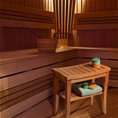 Bambusi Bamboo Shower Seat Bench with Bathroom Floor Mat
