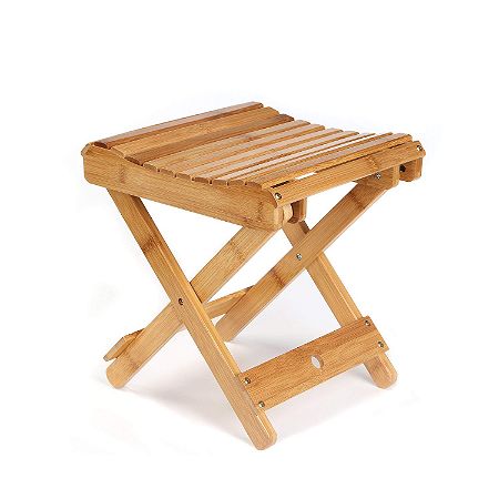 ETECHMART 12in Eco-Friendly Bamboo Folding Stool