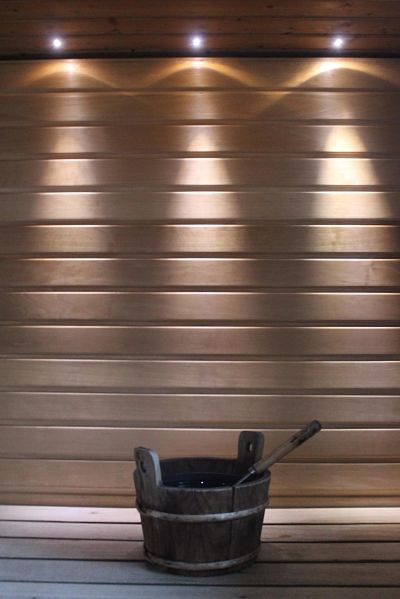 Sauna bucket and lights