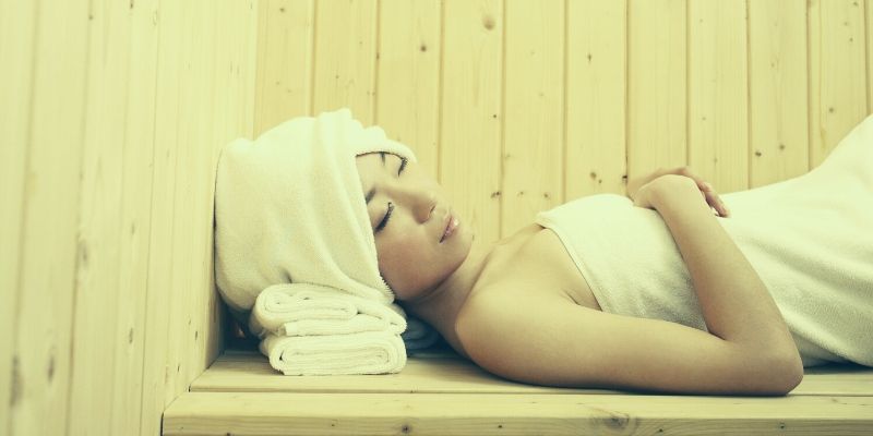 Laying Down in Sauna