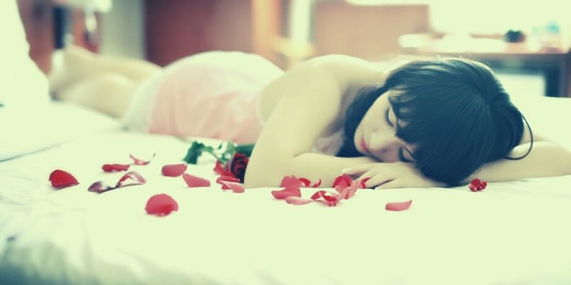 Sleeping with flowers
