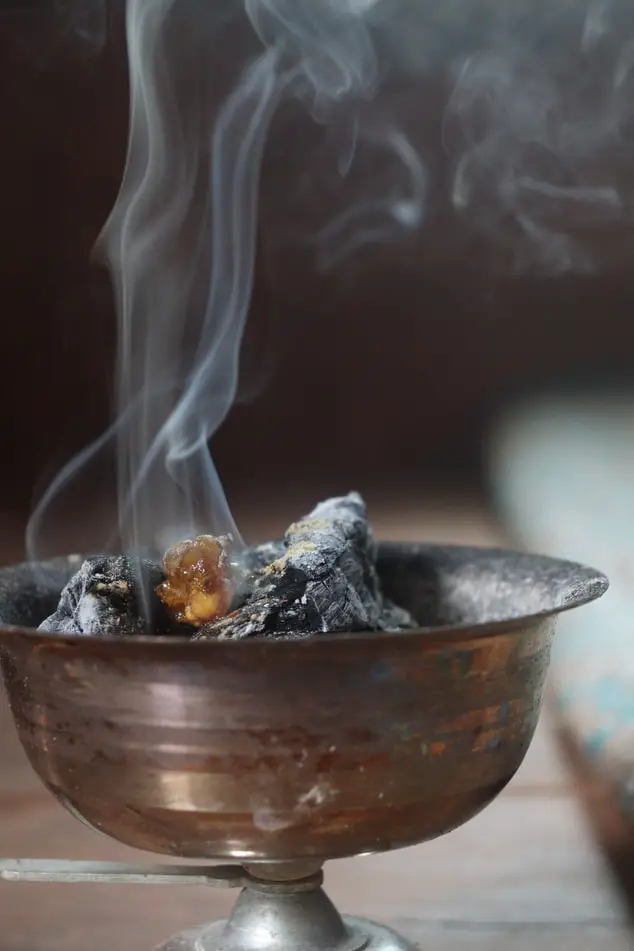 resin incense burning