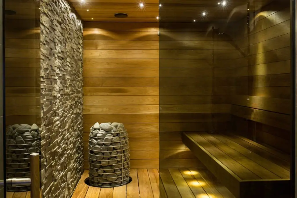 sauna with stones